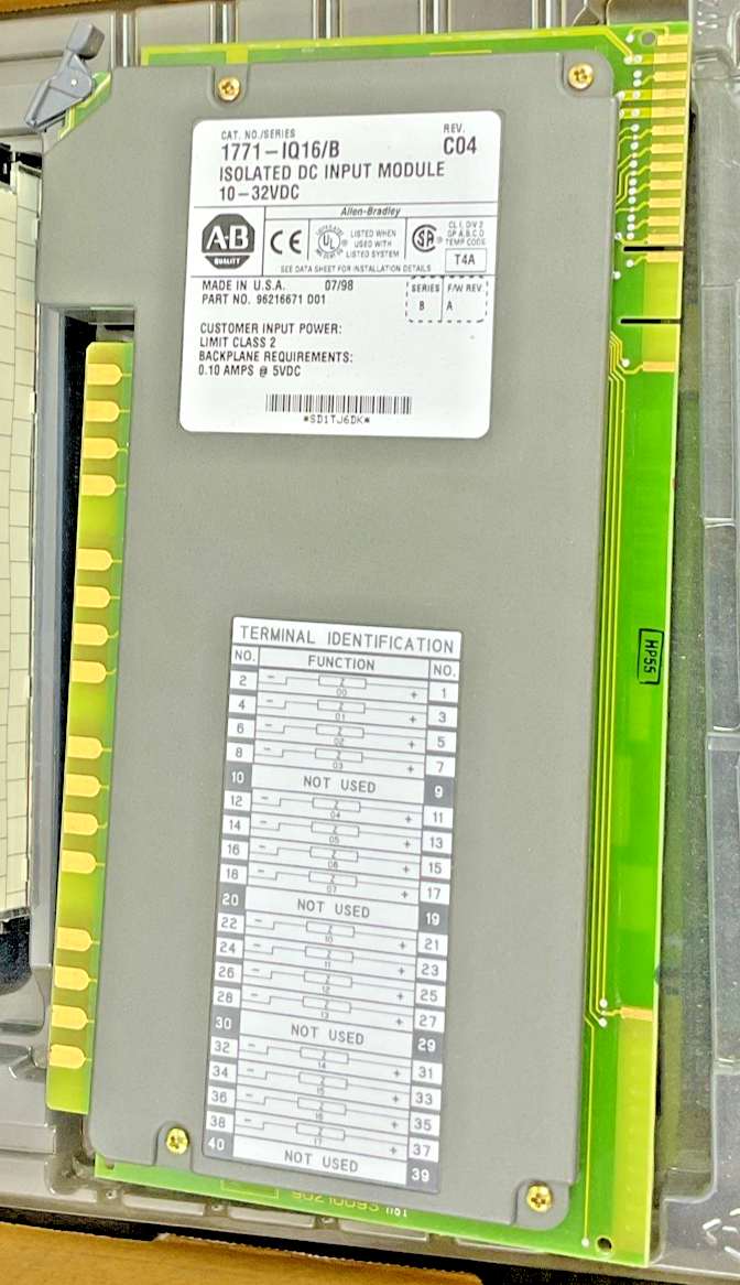ALLEN BRADLEY 1771-IQ16 PLC ISOLATED INPUT MODULE SER.B REV.C04 32VDC FW REV.A