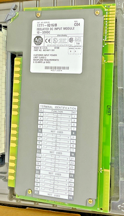 ALLEN BRADLEY 1771-IQ16 PLC ISOLATED INPUT MODULE SER.B REV.C04 32VDC FW REV.A