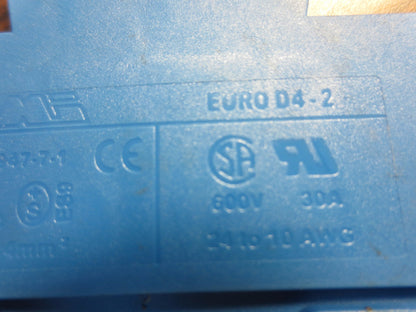 EURO D4-2 TERMINAL BLOCKS, BLUE - 600V, 30A - MORSETTITALIA - LOT of 20