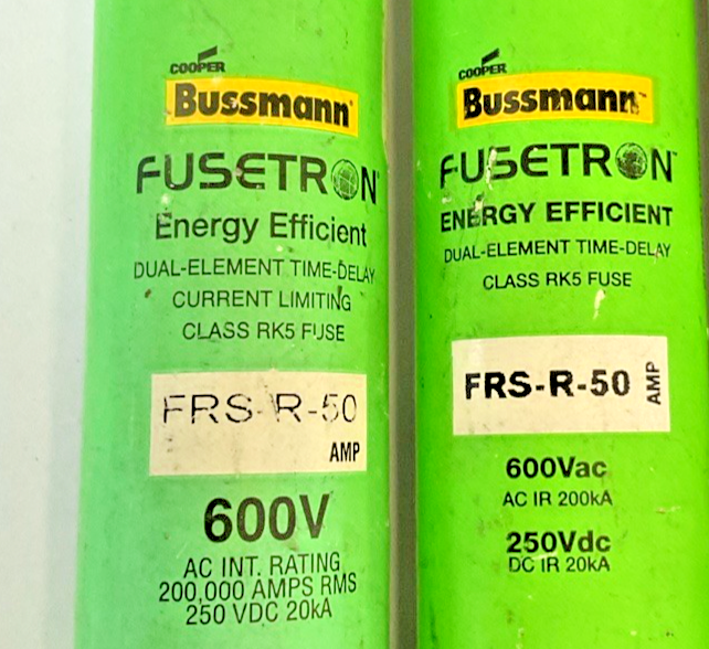 BUSSMANN FRS-R-50 FUSETRON FUSE CLASS RK5 600VAC 250VDC ***LOTOF6***