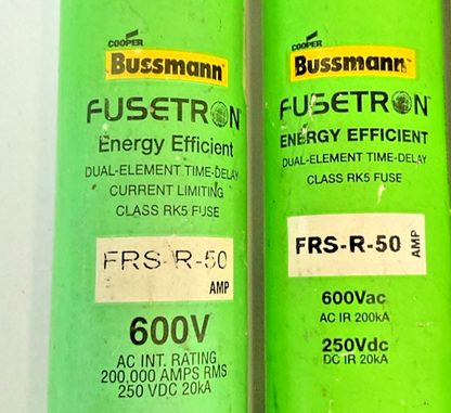 BUSSMANN FRS-R-50 FUSETRON FUSE CLASS RK5 600VAC 250VDC ***LOTOF6***