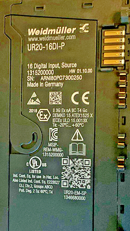 WEIDMULLER UR20-16DI-P DIGITAL INPUT MODULE 24VDC ****LOTOF4****