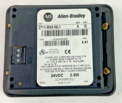 ALLEN BRADLEY 2711-M3A18L1 PANELVIEW OPERATOR PANEL SER.A REV.D FRN 4.41
