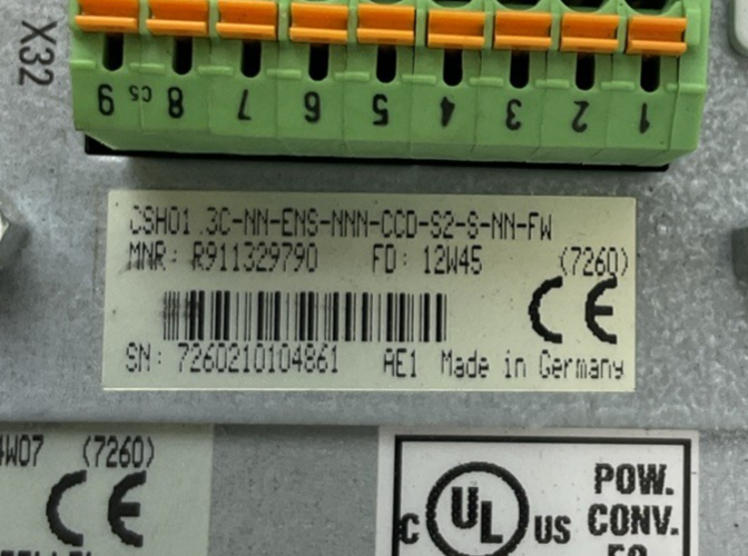 REXROTH CSH01.3C-NN-ENS-NNN-CCD-S2-S-NN-FW HCS02.1E-W0028-A-03-NNNN INDRADRIVE C