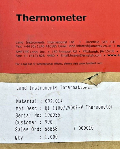 AMETEK / LAND 092.014 THERMOMETER U1 1100/2900F-V