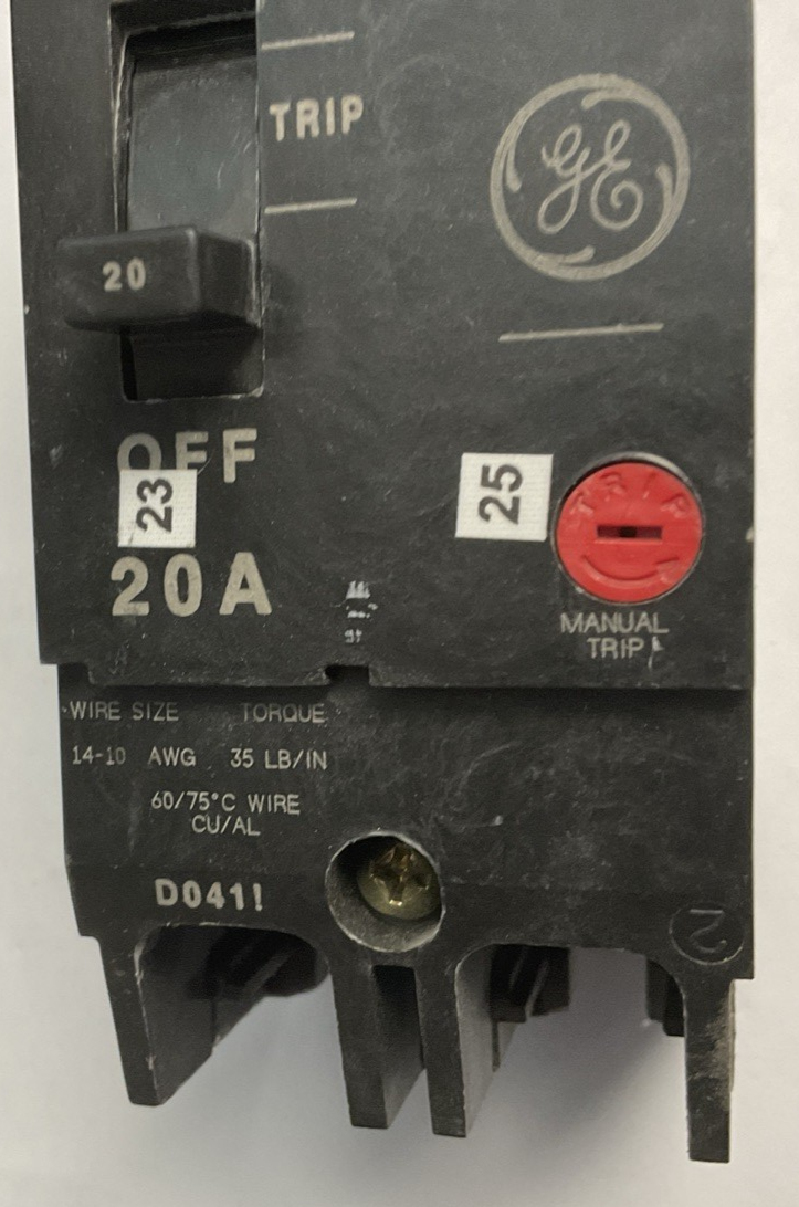 GE TEY220 CIRCUIT BREAKER 20A 480VAC 2POLE 250VDC