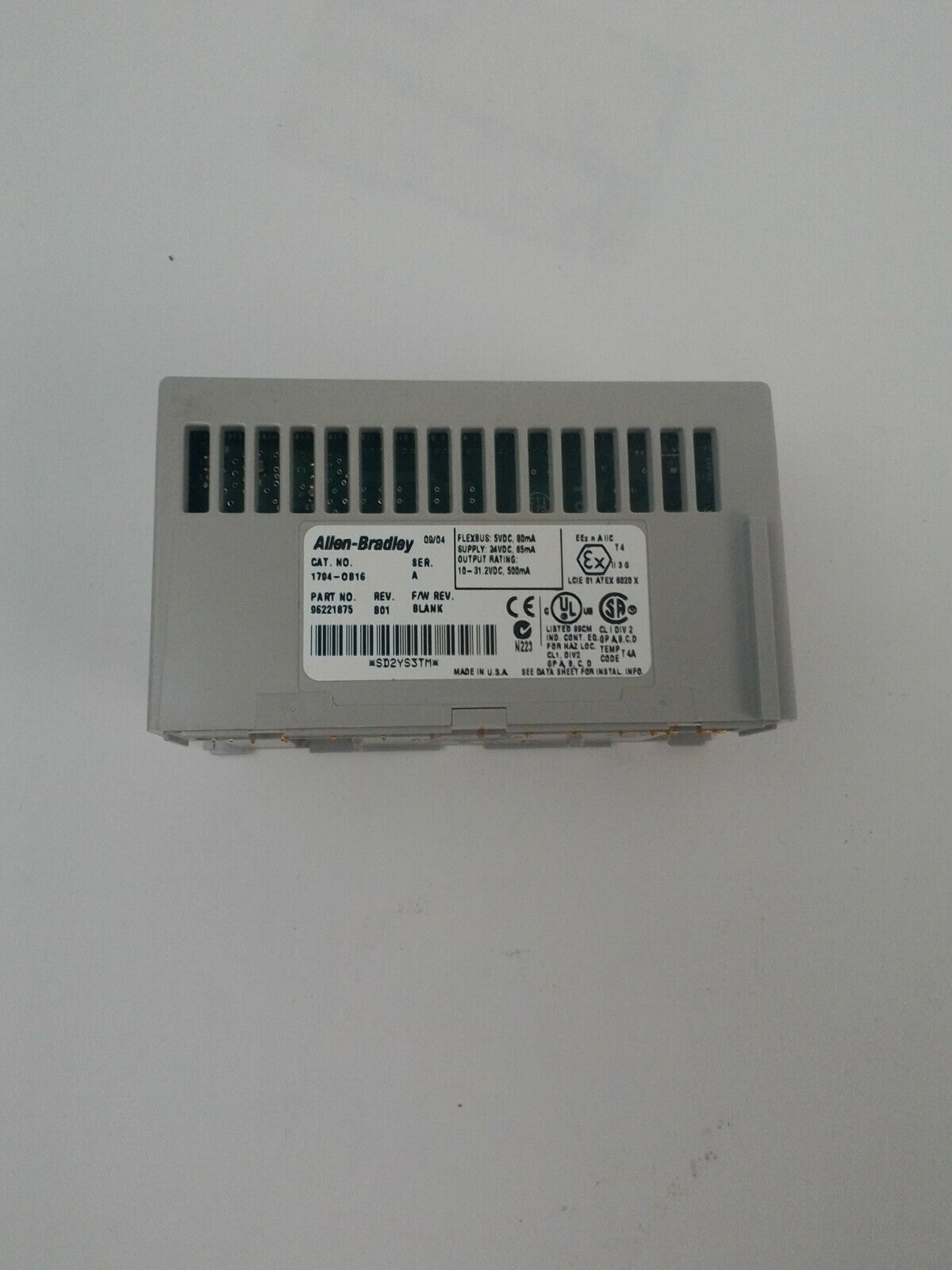 ALLEN BRADLEY 1794-0B16 FLEX I/O 24VDC SOURCE OUTPUT REV.B01 F/W REV.BLANK