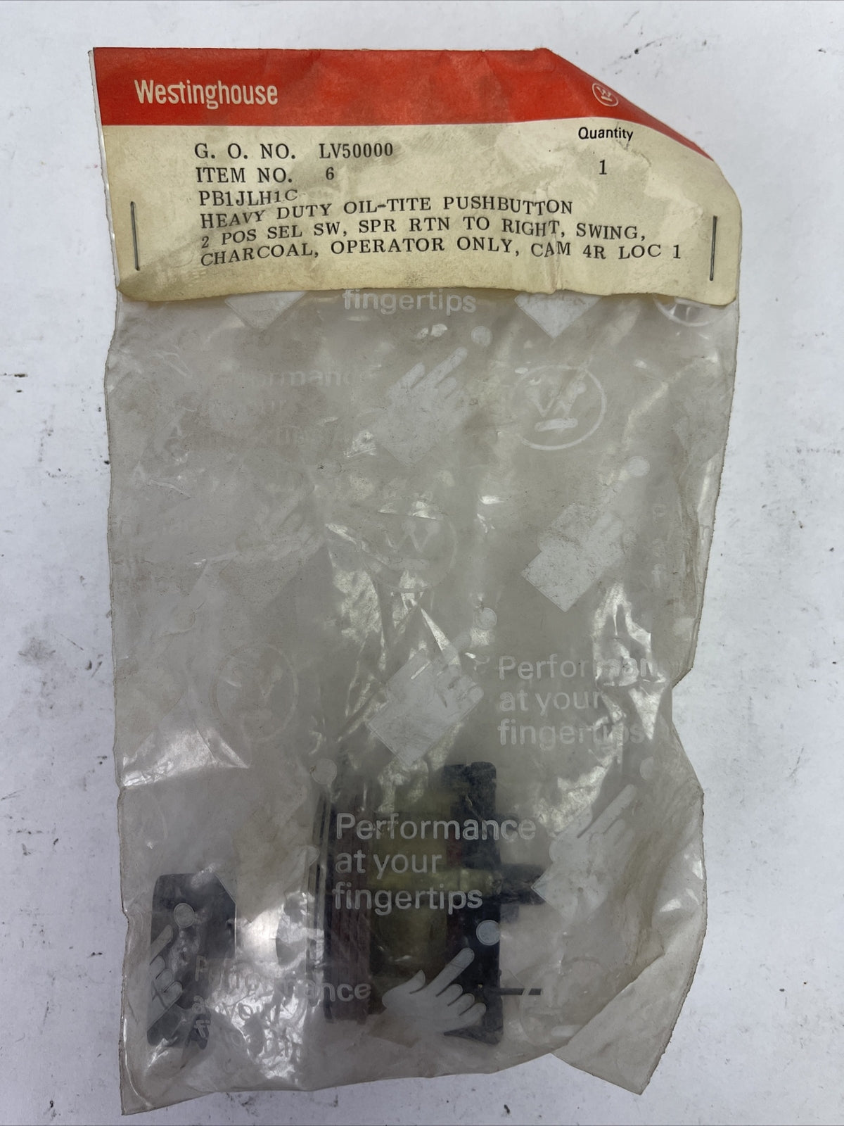 WESTINGHOUSE PB1JLH1C HEAVY DUTY OIL-TITE PUSHBUTTON 2 POSITION SELECTOR SWITCH