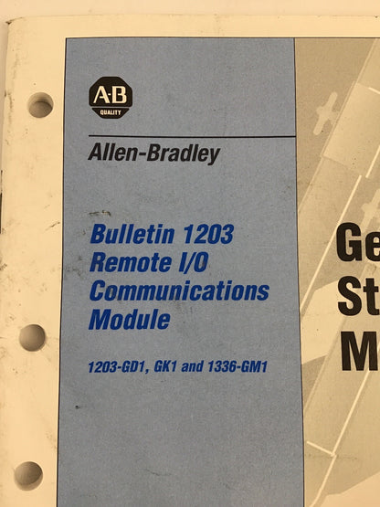 ALLEN BRADLEY 74001-002-01(F) MANUAL 1203-GD1,GK1 AND 1336-GM1