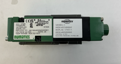 NUMATICS 081SA400M000061 SOLENOID VALVE 24VDC 150PSIG 26AMP