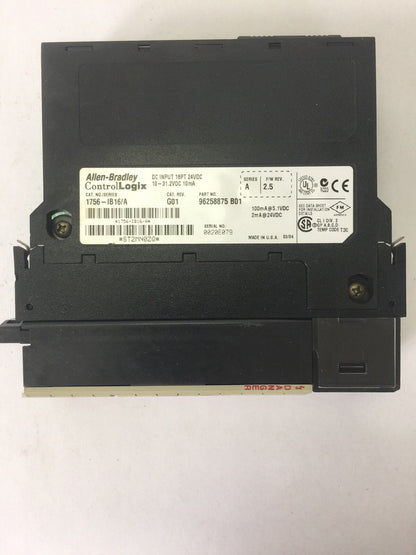 ALLEN BRADLEY 1756-IB16 DC INPUT 16PT 24VDC 10-31.2VDC 10mA SER A F/W REV. 2.5
