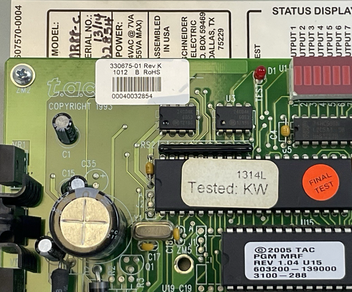TAC/SCHNEIDER CSI SYSTEMS MR88-C MICRO REGULATOR CONTROL BOARD 330675-01