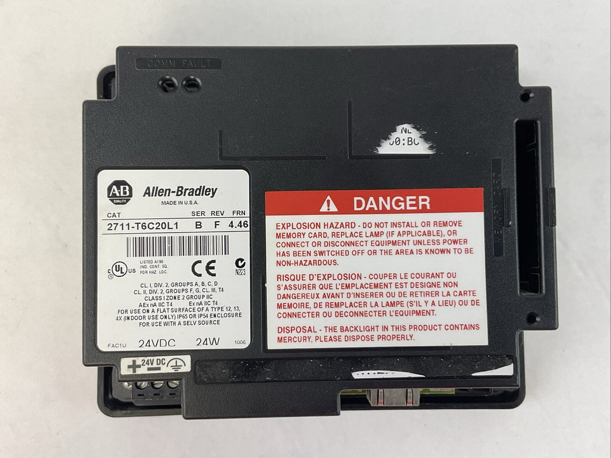 ALLEN BRADLEY 2711-T6C20L1 SER B REV F FRN 4.46 PANELVIEW 600 24VDC