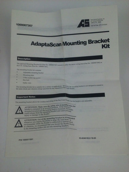 ACCU-SORT 2755-NM42 SER.A BRACKET W/ SWIVEL MOUNT USE W/ 2755-NB40 OR 2755-NB41