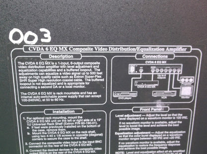 EXTRON CVDA 6 EQ MX COMPOSITE VIDEO DISTRIBUTION/EQUALIZATION AMPLIFIER