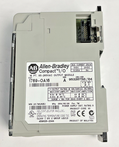 ALLEN BRADLEY 1769-OA16 OUTPUT MODULE SER.A 24VDC  265VAC