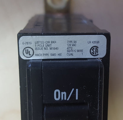 CUTLER HAMMER BABRSP1020 1 POLE 20 AMP BOLT ON BREAKER
