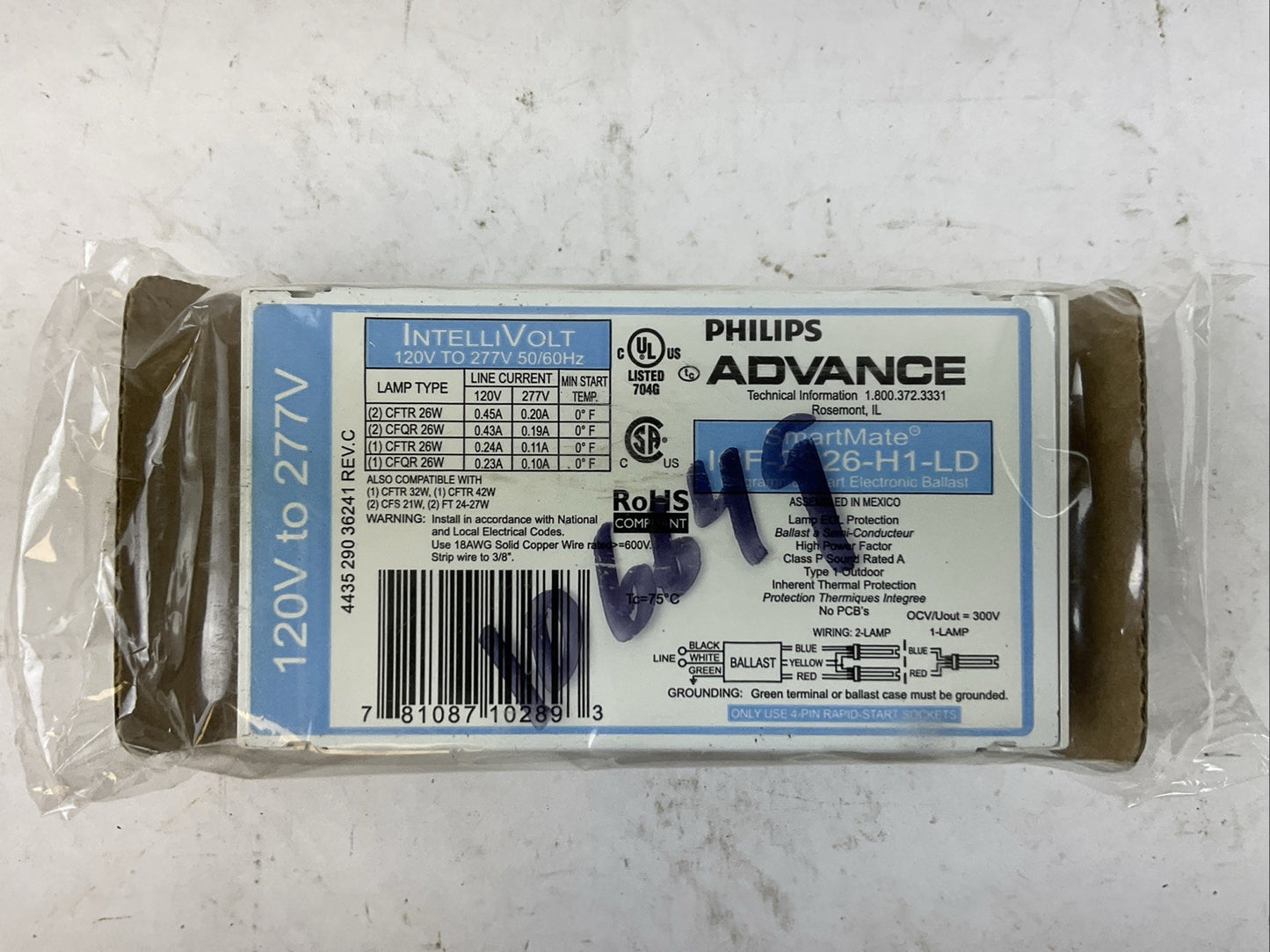 PHILLIPS ADVANCE ICF-2S18-H1-LD START ELECTRONIC BALLAST 120V TO 277V (LOT OF 3)