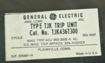 GENERAL ELECTRIC TJK436T300 CIRCUIT BREAKER TRIP UNIT / 300A / 3-POLE