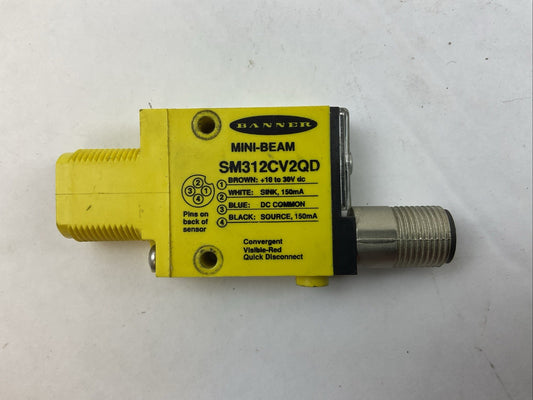 BANNER SM312CV2QD MINI-BEAM PHOTOELECTRIC SENSOR 10-30VDC