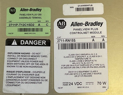 ALLEN BRADLEY 2711-RN15S PANELVIEW PLUS CONTROLNET MODULE SER.A REV.A 24VDC 70W