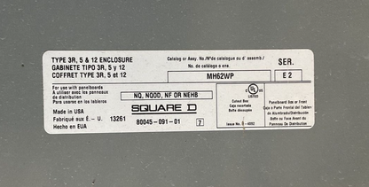 SQUARE D MH62WP TYPE3R 400A 3POLE MAIN W/ QTY8 50A 2POLE PANEL