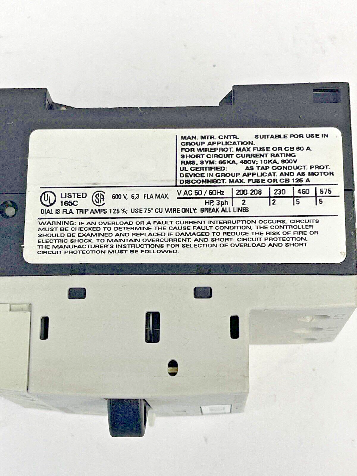 SIEMENS - 3RV1011-1GA10 & 3RV1901-1E-CIRCUIT BREAKER W/ SWITCH TRANSVERSE