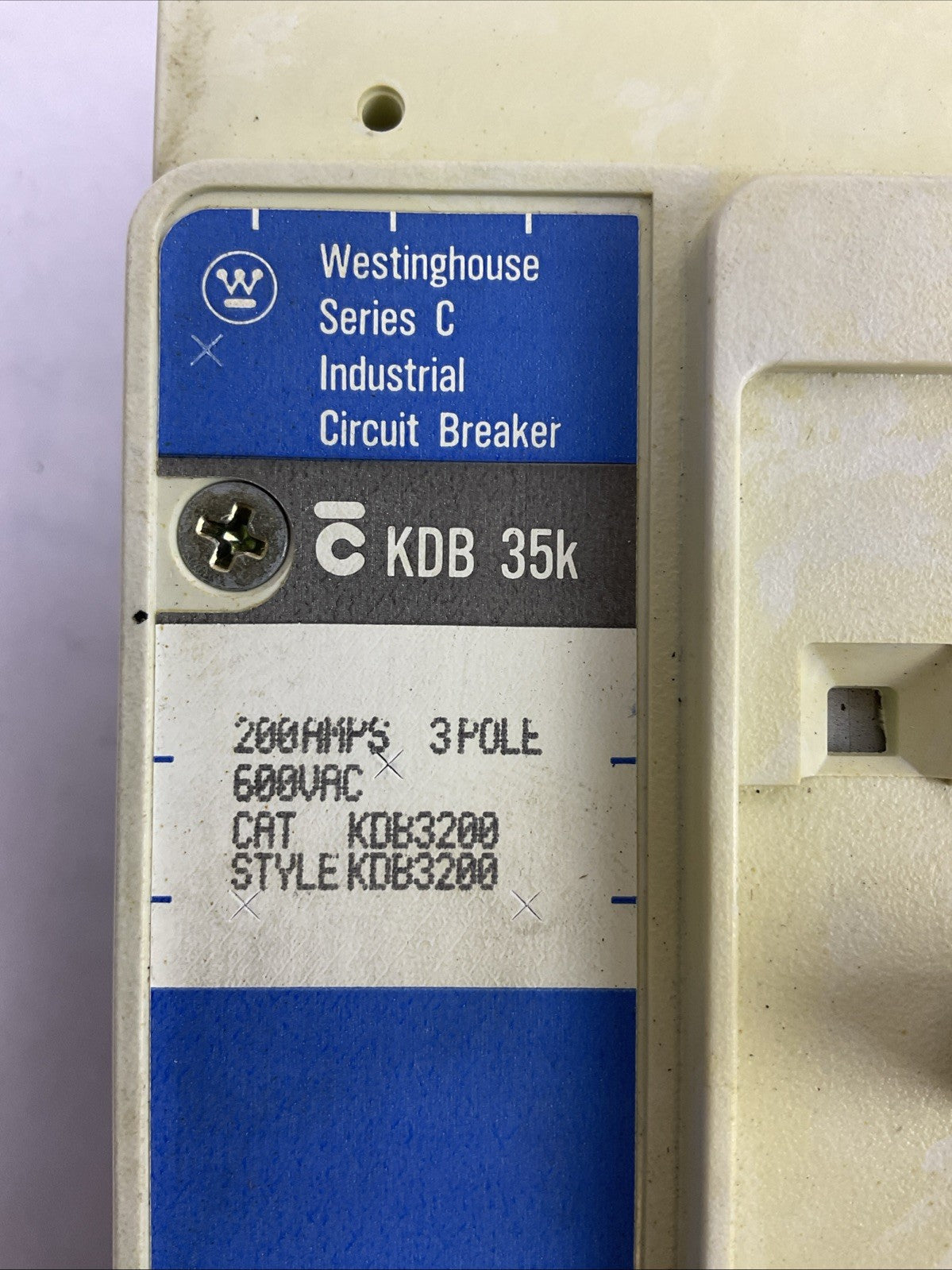WESTINGHOUSE KDB3200SER C 200AMP 600VAC 3POLE CIRCUIT BREAKER KT3100T 100A TRIP
