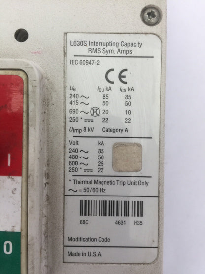 CUTLER HAMMER LGS3630NN INDUSTRIAL CIRCUIT BREAKER 600A 600VAC 250VDC 3POLE