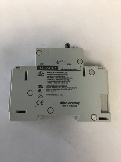ALLEN BRADLEY 1492-CB1G040 SER. C  MINIATURE CIRCUIT BREAKER1 POLE 4A 1/3HP 277V