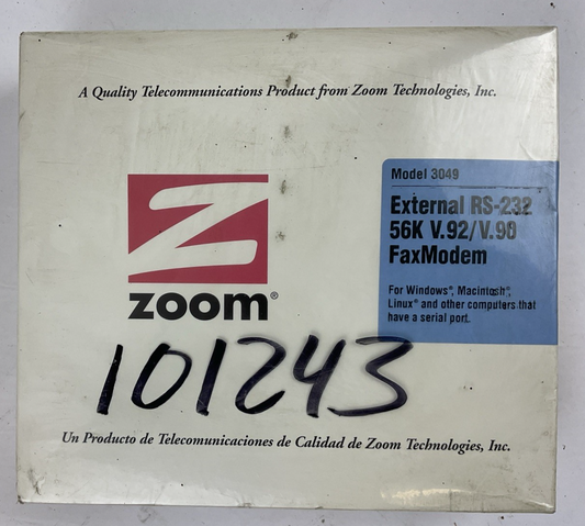 ZOOM MODEL 3049 EXTERNAL RS-232 56K V.92/V.90 FAXMODEM