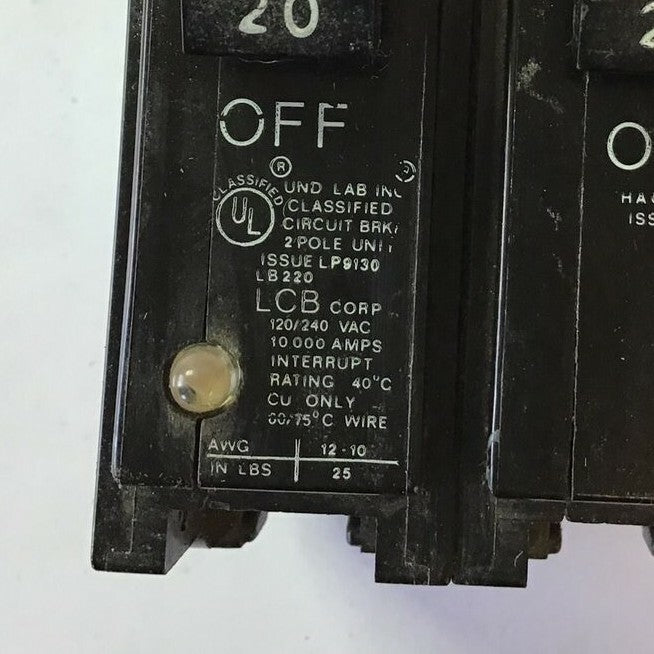 LCB CORP.  LB220 CIRCUIT BREAKER 120/240VAC  ***LOTOF3***