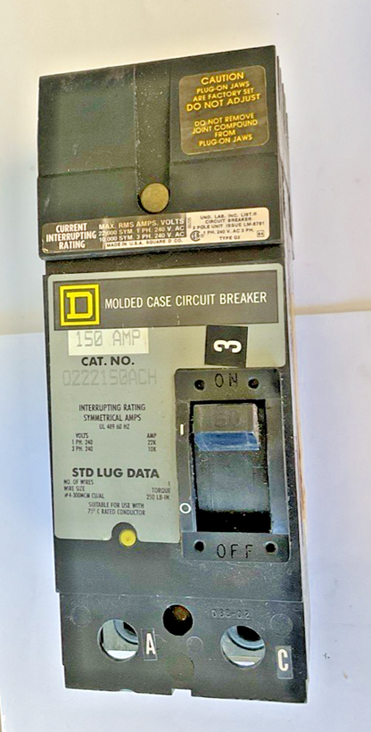 SQUARE D Q222150ACH THERMAL MAG CIRCUIT BREAKER  2P 150A 240VAC