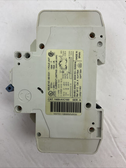 ALLEN BRADLEY 1489-A1C100 SER A CIRCUIT BREAKER 277VAC 10A 1489-ABH12(LOT OF  3)
