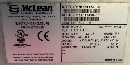 McLEAN G280446G050 AIR CONDITIONER 400/460V 3PH COOLING 4600/4900 BTU 1347/1435W