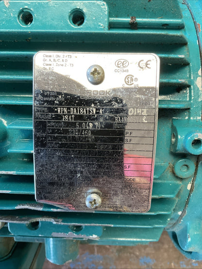 NORD DRIVE SYSTEMS TYPE SK 372.1 N180TC BROOK CROMTON WPN-DA184TSW-4 5HP 1755RPM