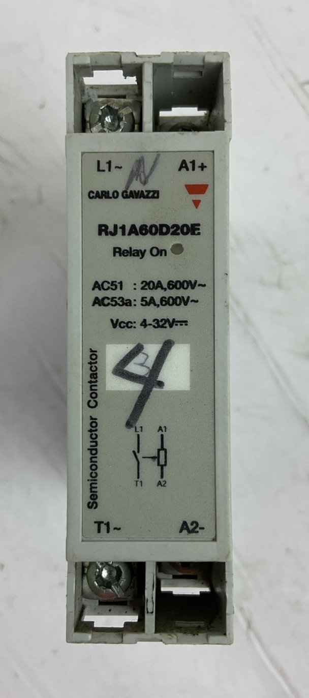 CARLO GAVAZZI RJ1A60D20E RELAY AC51: 20A 600VAC AC53a: 5A 600VAC Vcc: 4-32VDC