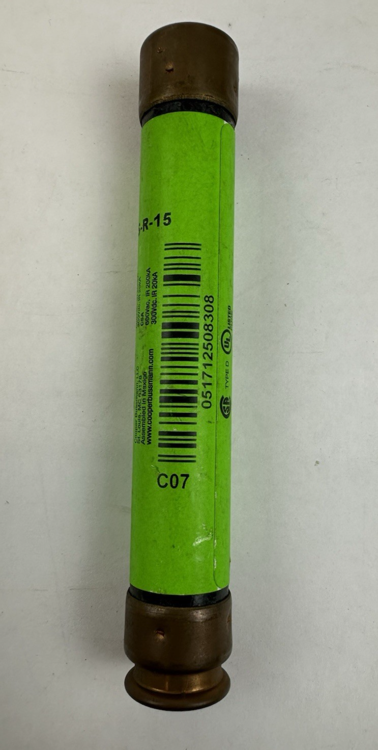 COOPER BUSSMANN FRS-R-15 15A RK5 TIME DELAY FUSE 600VAC LOT OF 2