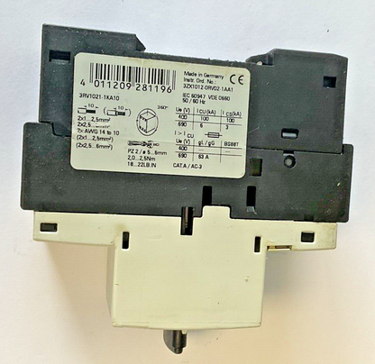 SIEMENS 3RV1021-0KA10,3RV1021-1KA10 MOTOR CONTROL 600V****LOTOF2***