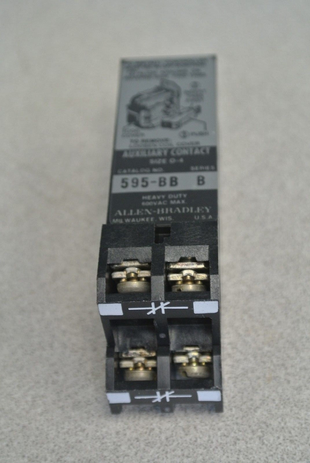 ALLEN-BRADLEY 595-BB AUXILIARY CONTACT / 2 N.C. / NEMA SIZES 0-5 / NEW SURPLUS