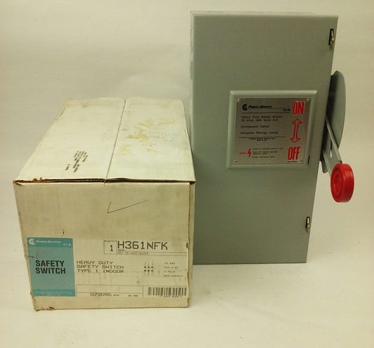 POWERMASTER EATON H361NFK HEAVYDUTY SAFETY SWITCH,30A,600V, 3P, NON FUSIBLE