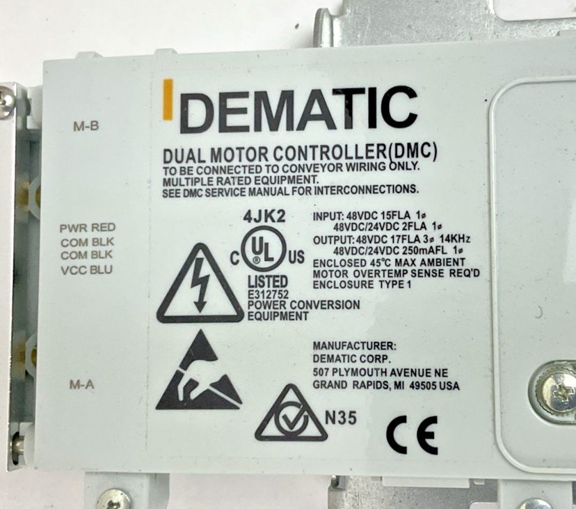 DEMATIC K0419-07AAA DUAL MOTOR CONTROLLER REV.AH 48VDC