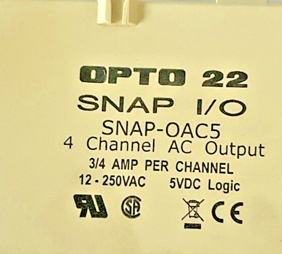 OPTO 22 SNAP-OAC5 4 CHANNEL OUTPUT 12-250VAC 3/4A 5VDC LOGIC