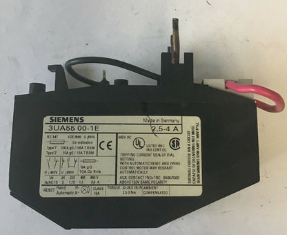 SIEMENS 3UA5500-1E RELAY 2,5-4A 600VAC