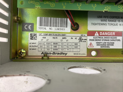 ALLEN BRADLEY 1336F-BRF75-AA-EN-GMS1 AC DRIVE 1336 PLUS II SENSORLESS VECTOR