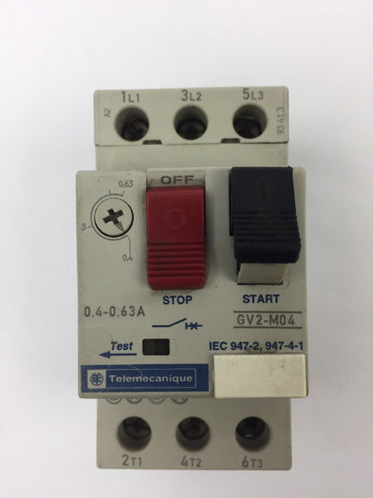 TELEMECANIQUE GV2-M04 MOTOR CIRCUIT BREAKER 0.4-0.63A