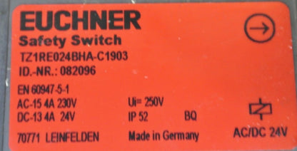 EUCHNER TZ1LE024BHA-C1903 SOLENOID LOCKING SAFETY INTERLOCK SWITCH / 24VAC/DC /