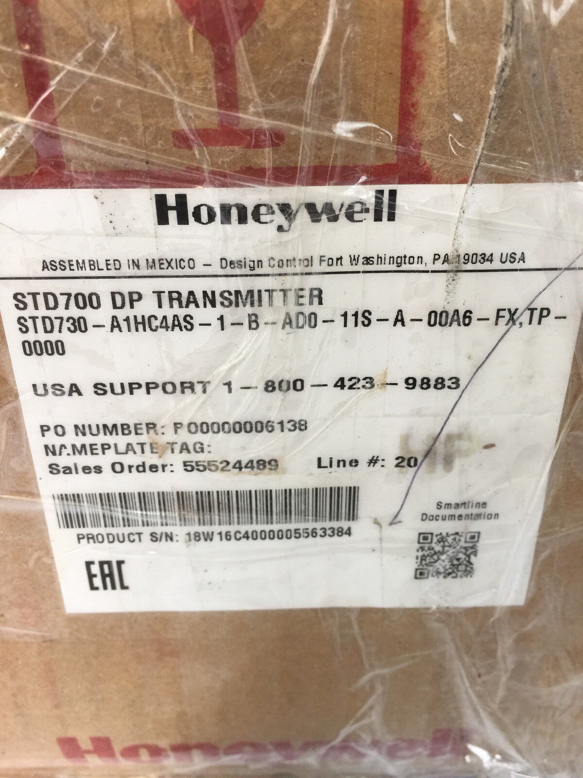 HONEYWELL STD730-A1HC4AS-1-B-AD0-11S-A-00A6-FX,TP-0000 STD700 DP TRANSMITTER