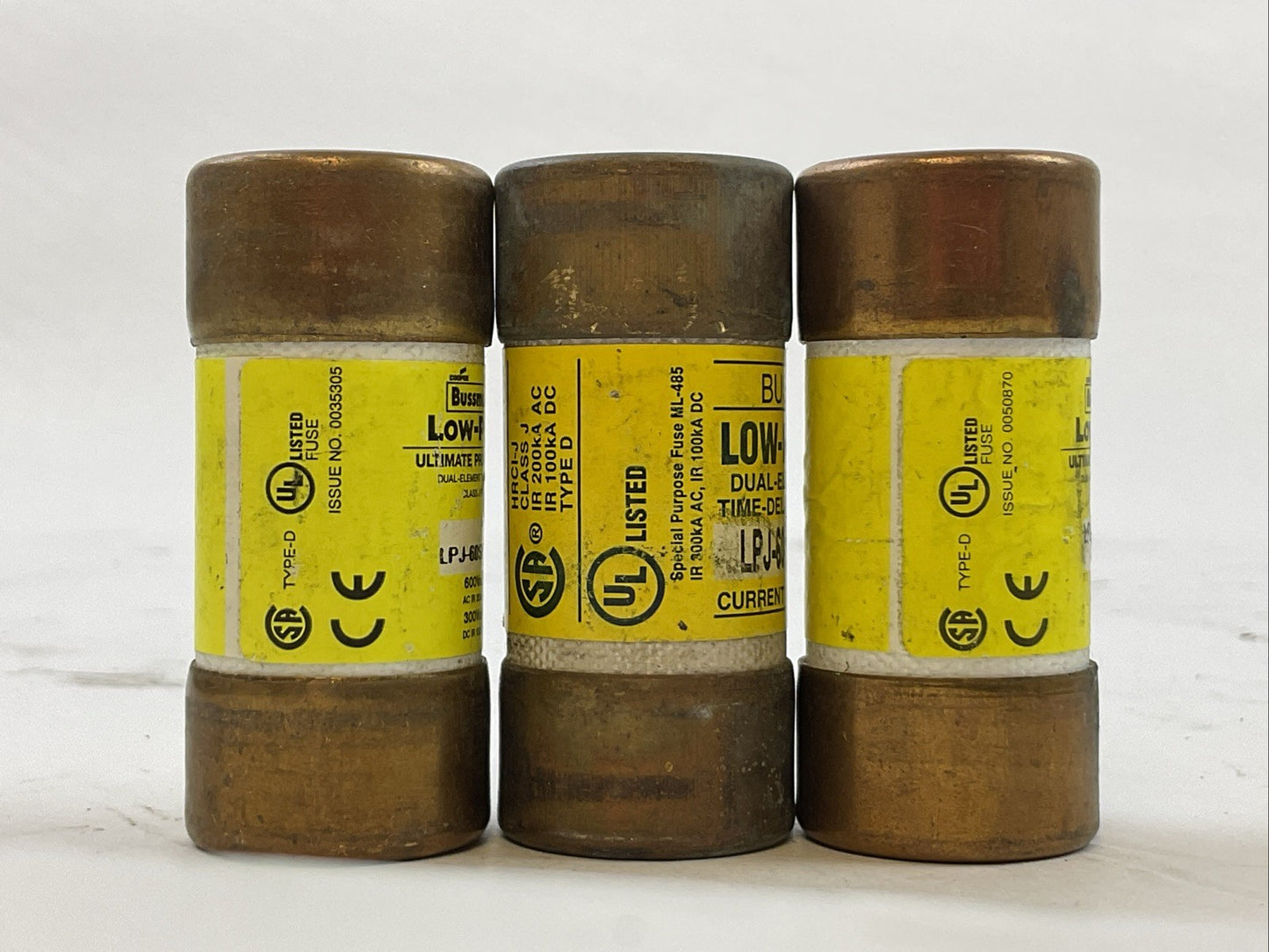 BUSS LPJ-60SP LOW-PEAK FUSE 60AMP 600VAC 300VDC (LOT OF 3)