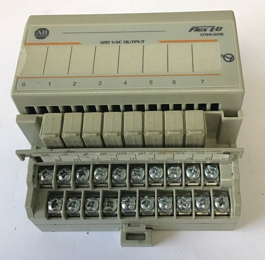 ALLEN BRADLEY 1794-OA8 OUTPUT 120VAC W/ 1794-TBNF/A TERMINAL BLOCK